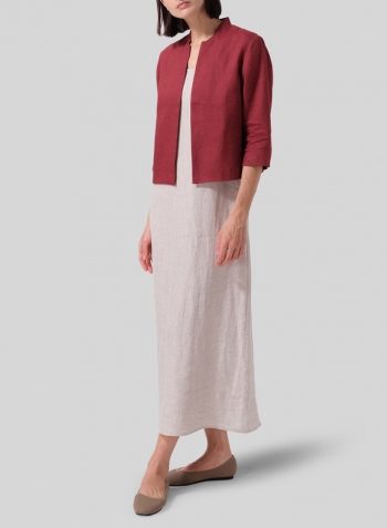 Burgundy Linen Crop Blazer Set