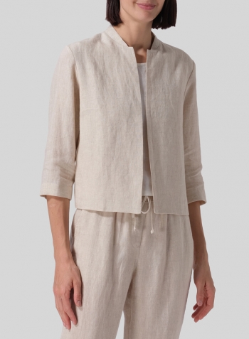 Oat Linen Crop Blazer