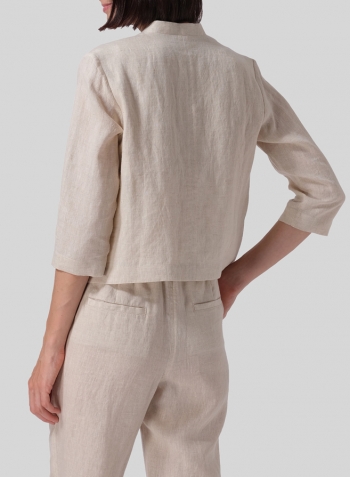 Oat Linen Crop Blazer