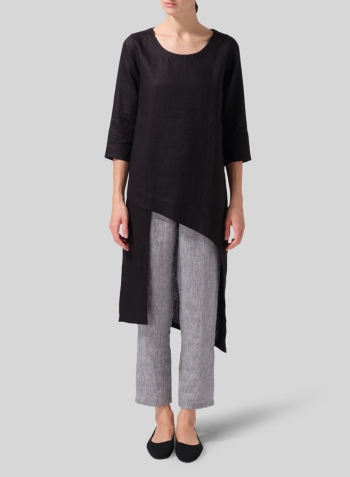 Black Linen Asymmetrical Tunic