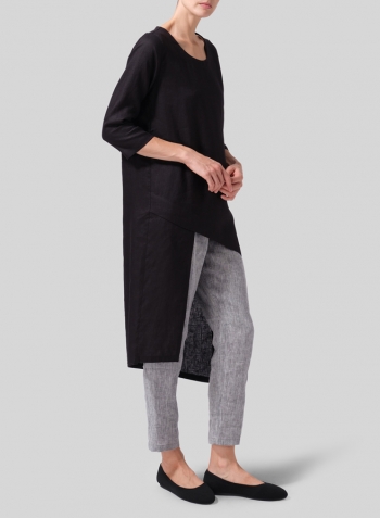 Black Linen Asymmetrical Tunic