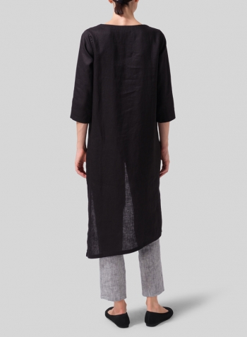 Black Linen Asymmetrical Tunic