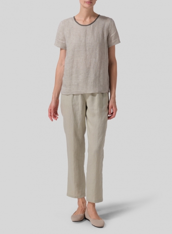 Linen Boxy Short Sleeve Top Set