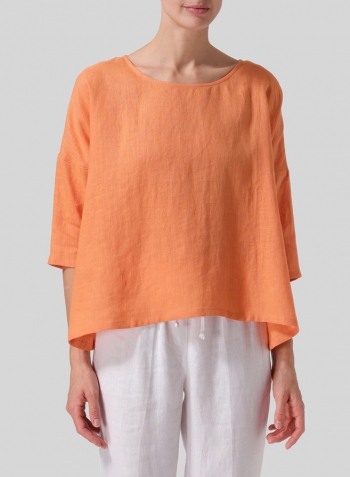 Orange Linen Dropped Shoulder Long Top