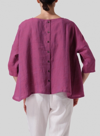 Two Tone Purple Linen Dropped Shoulder Long Top