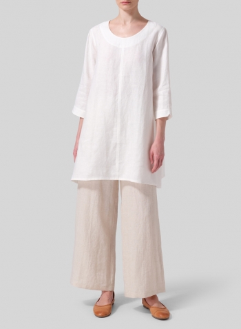 Soft White Linen Classic A-Line Tunic