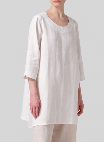 Soft White Linen Classic A-Line Tunic