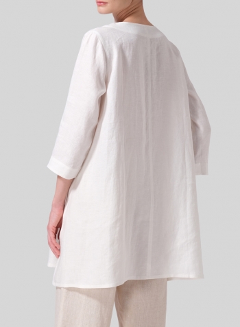 Soft White Linen Classic A-Line Tunic