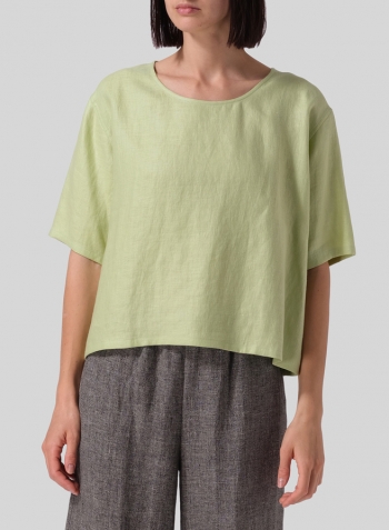 Lime Green Linen Classic Boxy Top
