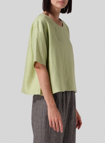 Lime Green Linen Classic Boxy Top