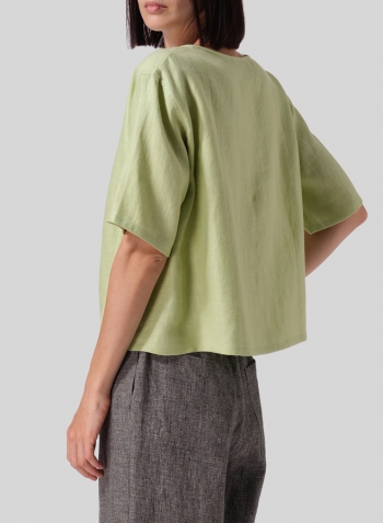 Lime Green Linen Classic Boxy Top