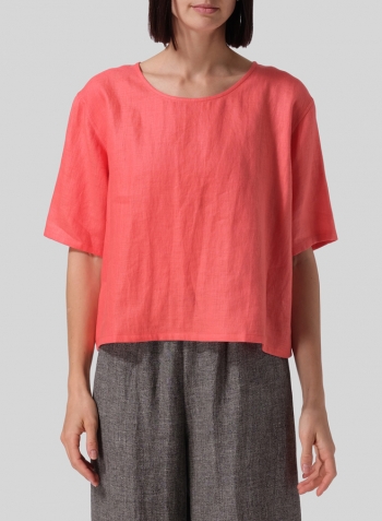 Coral Linen Classic Boxy Top