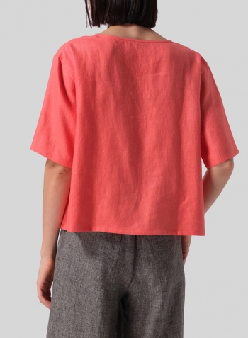Coral Linen Classic Boxy Top