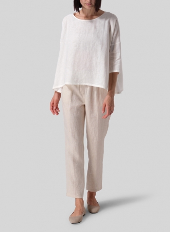 Soft White Linen Dropped Shoulder Long Top