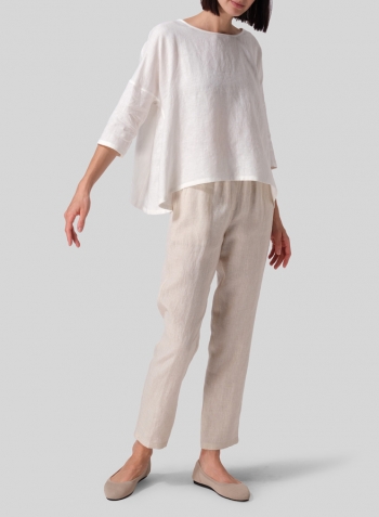 Soft White Linen Dropped Shoulder Long Top