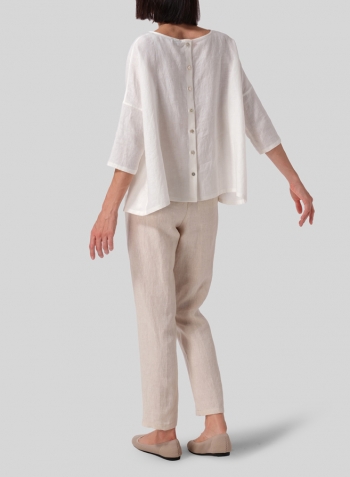 Soft White Linen Dropped Shoulder Long Top