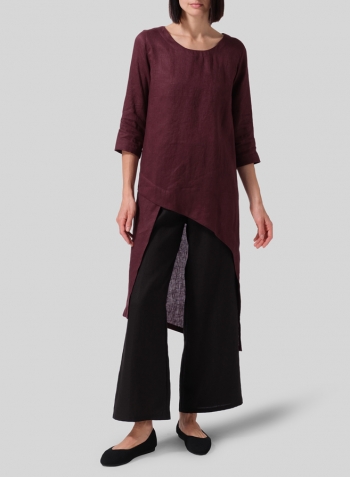 Burgundy Linen Asymmetrical Tunic