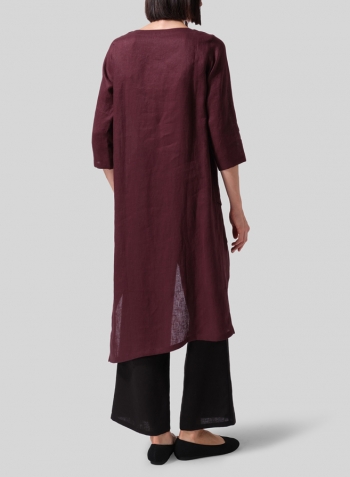 Burgundy Linen Asymmetrical Tunic