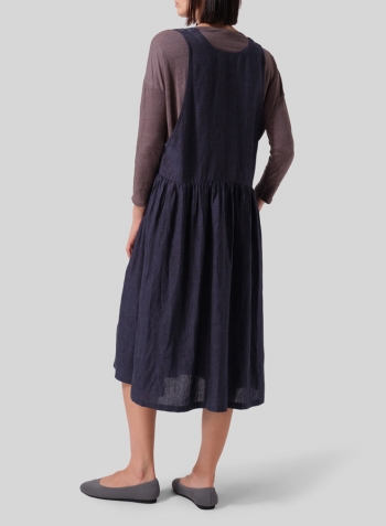 Dark Denim Lightweight Linen Jumper Skirt Set