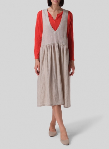 Oat Lightweight Linen Jumper Skirt Set