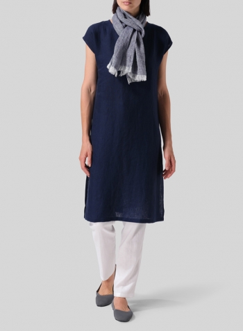 Linen Short Cap Sleeves A-Line Long Top Set