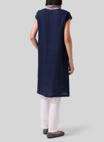 Linen Short Cap Sleeves A-Line Long Top Set