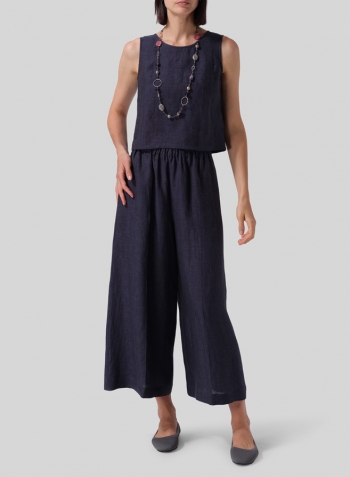 Linen Relaxed Wide Leg Fit Pants Set