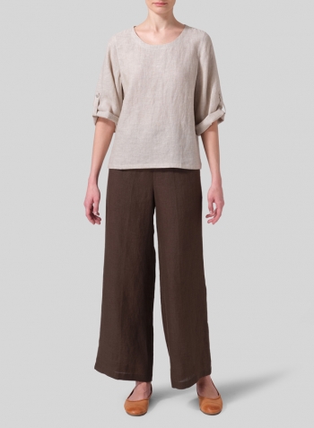 Oat Linen Relaxed Fit Boat Neck Top
