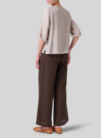 Oat Linen Relaxed Fit Boat Neck Top