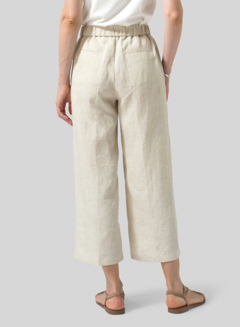 Oat Linen Drawstring Cropped Pants