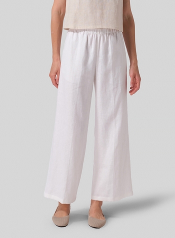 White Linen Long Straight Pants