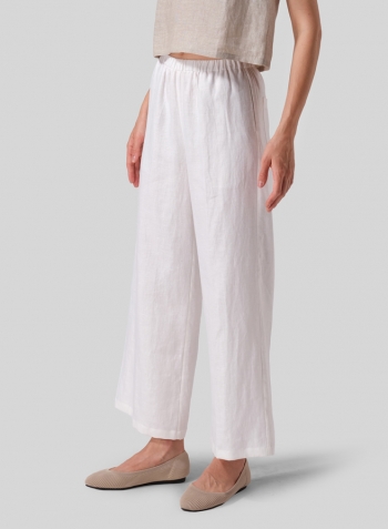 White Linen Long Straight Pants