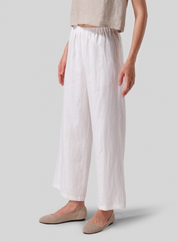 White Linen Long Straight Pants