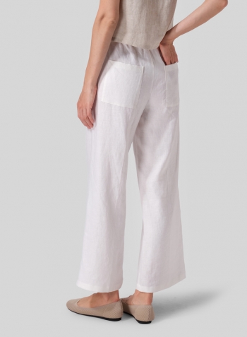 White Linen Long Straight Pants