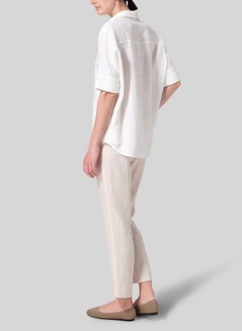 Soft White Linen Half Raglan Sleeve Blouse