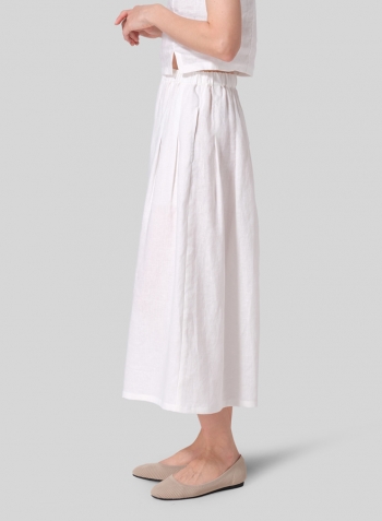 White Linen Pleated Culottes