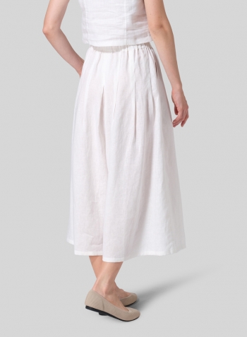 White Linen Pleated Culottes