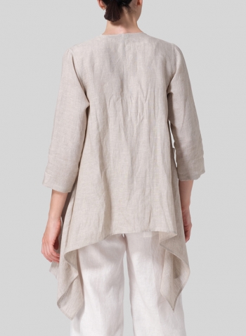 Oat Linen Waterfall Open Jacket