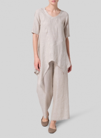 Oat Linen Asymmetrical Hem Tunic