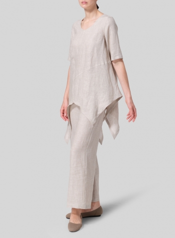 Oat Linen Asymmetrical Hem Tunic