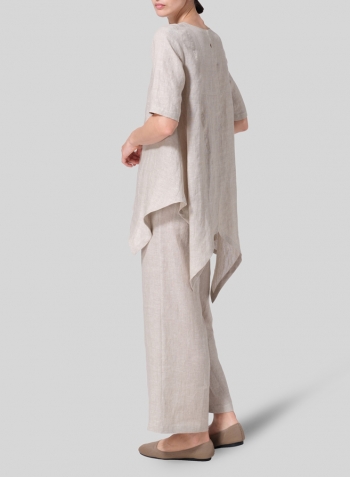 Oat Linen Asymmetrical Hem Tunic