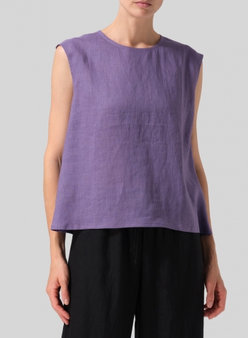 Purple Linen A-Line French Sleeve Blouse