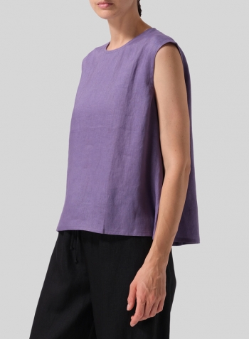 Purple Linen A-Line French Sleeve Blouse