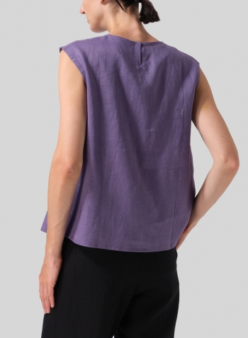 Purple Linen A-Line French Sleeve Blouse