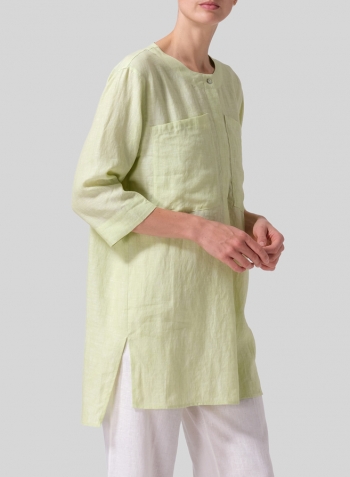 Lime Linen Chest Pocket Tunic