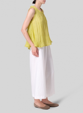 Linen Sleeveless Peplum Top Set