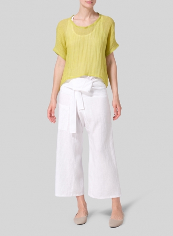 Gauze Linen Cropped Top Set