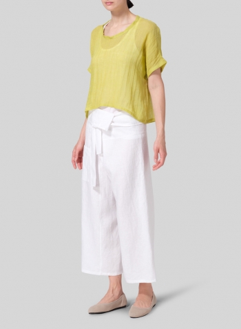 Gauze Linen Cropped Top Set
