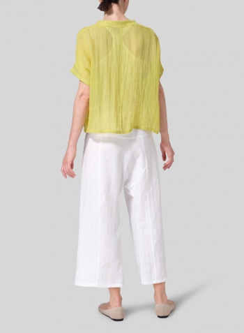 Gauze Linen Cropped Top Set