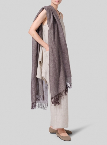 Linen Scoop Neck Halter Backs Tunic With Scarf